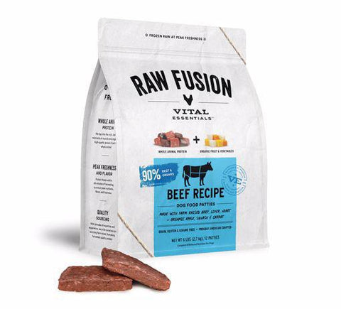 Vital Essentials Dog Raw Frozen Fusion Beef Patties Dinner 6lb