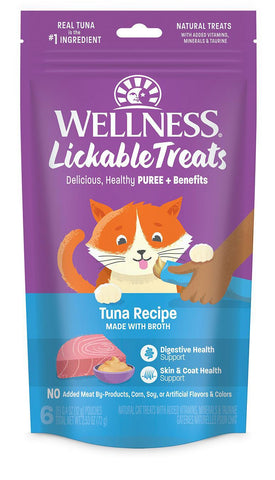 Wellness Cat Treat Lickable Tuna Puree GF 6pk .4oz