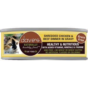 Dave's Pet Food Cat GF Shredded Chicken & Beef 2.8oz