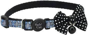 Coastal Safe Cat Embellished Fashion Collar Diamond Black 3/8" x 8"-12"
