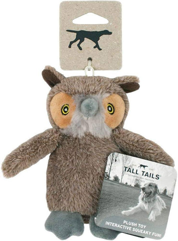 Tall Tails Owl Mini Squeaker Plush Dog Toy 5in