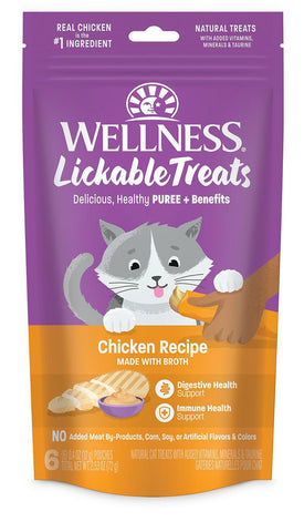 Wellness Cat Treat Lickable Chicken Puree GF 6pk .4oz