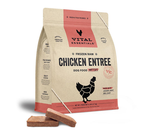 Vital Essentials Dog Food Raw Frozen Chicken Patties 6lb