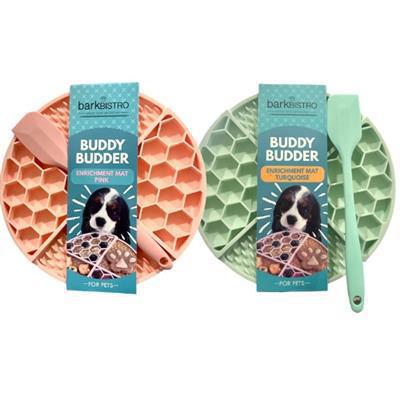 Bark Bistro Buddy Budder Turquoise / Pink Lickmat's + Spatula's