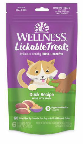 Wellness Cat Treat Lickable Duck Puree GF 6pk .4oz