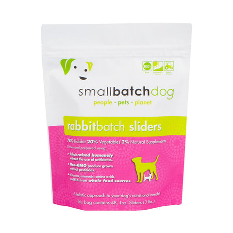 SmallBatch Dog Raw Frozen Rabbit 1oz Sliders, 3lb Bag