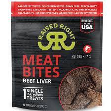Raised Right Meat Bites Treats Dog/Cat Beef 5oz