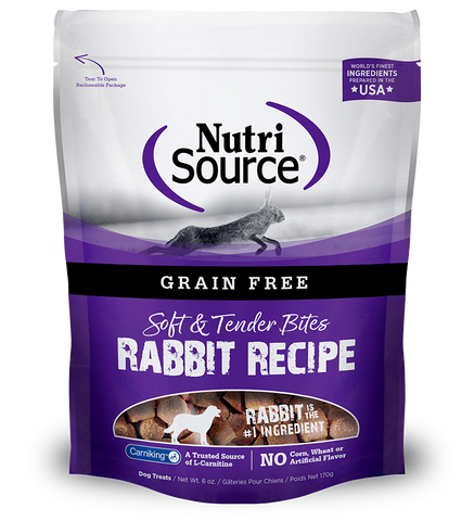 NutriSource Dog GF Rabbit Bites Treats 6oz