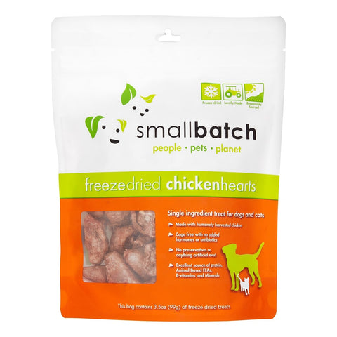 SmallBatch Dog Chicken Hearts Freeze Dried Bag 3.5oz