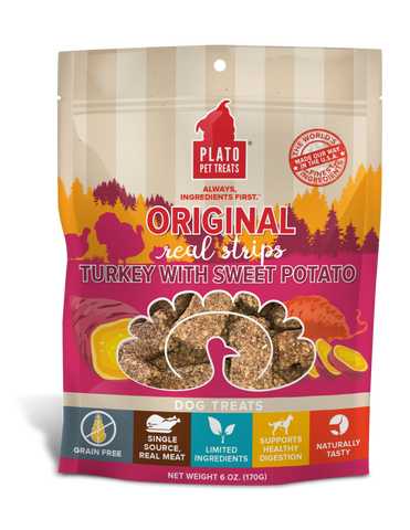 Plato Pet Treats Real Strips Turkey & Sweet Potato Treats