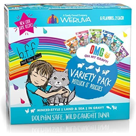 Weruva BFF Variety Pack Pouches OMG Potluck O' Pouches 2.8oz