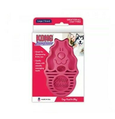 Kong Dog Zoom Groom Rubber Brush Pink