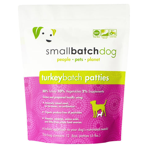SmallBatch Dog Frozen Raw Turkey 8oz Patties, 6lb Bag