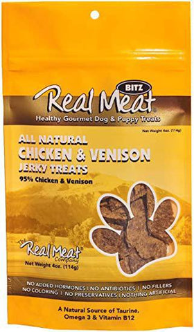 Real Meat Co Dog Jerky Treat Chicken & Venison 4oz