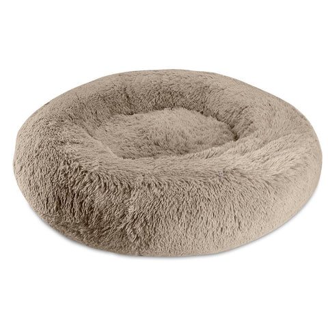 Arlee Shaggy Donut Taupe Dog Bed