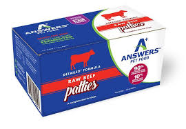 Answers Dog Detailed Beef Frozen Diet 8oz Patties 4lb