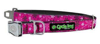 Cycle Dog Collar Metal Hot Pink Retro Flowers