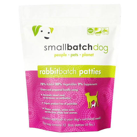 SmallBatch Dog Frozen Raw Rabbit 8oz Patties, 6lb Bag