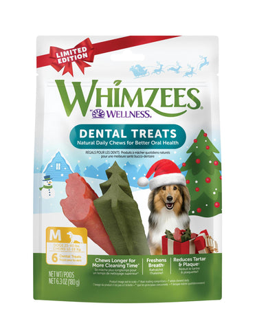 Whimzees Holiday Dog Dental Treats Medium 6pc